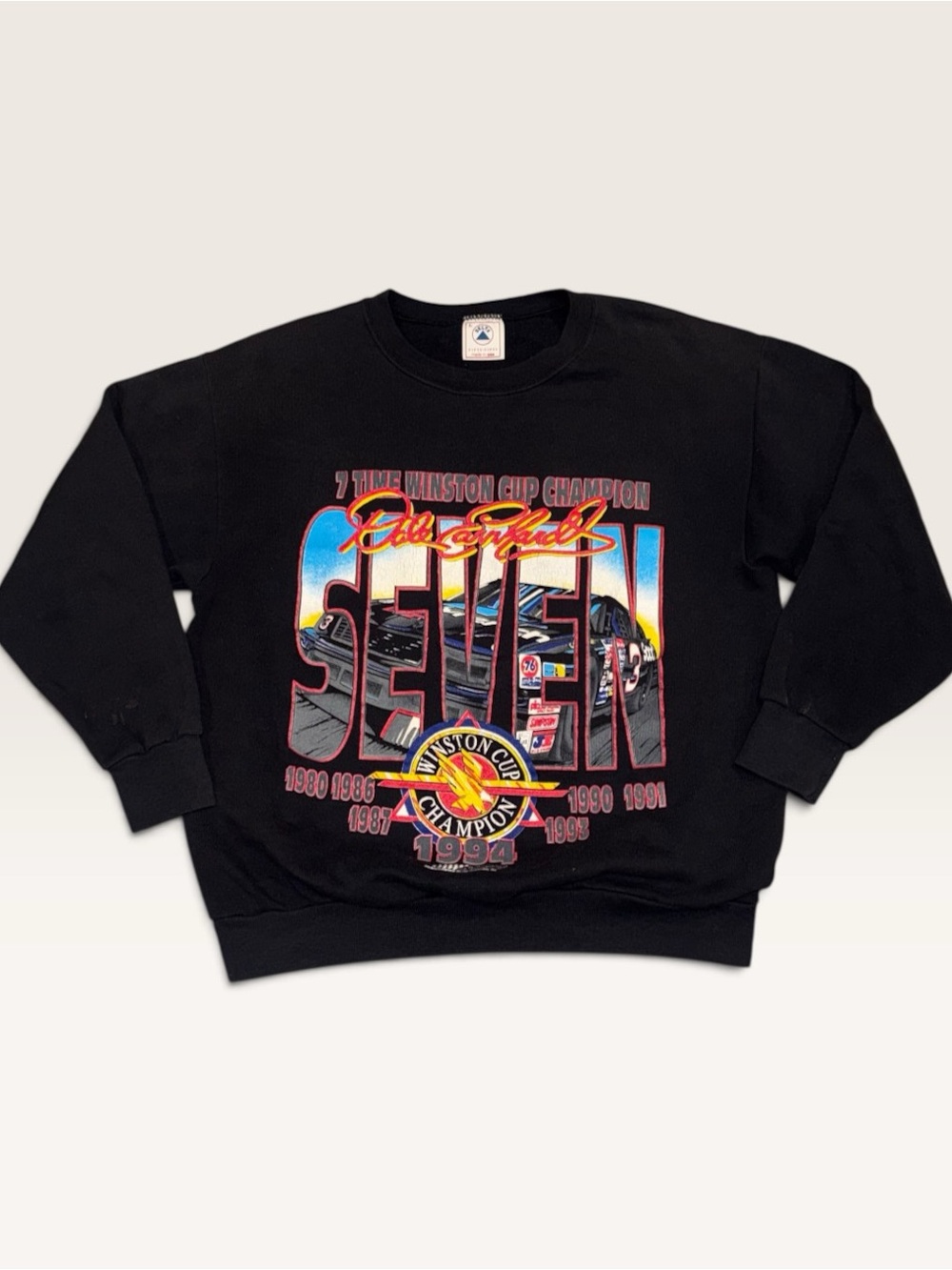 Vintage 1994 Dale Earnhardt seven time Winston cup champion black crewneck Sz L